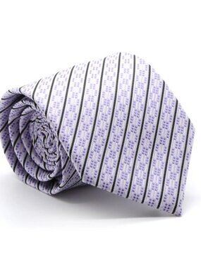 Ferrecci Mens Purple Striped Necktie with Handkerchief Set